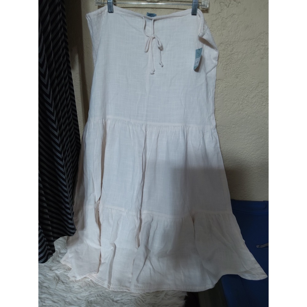 Universal Thread Pink Linen Blend Tiered Midi Skirt NWT Size S Small